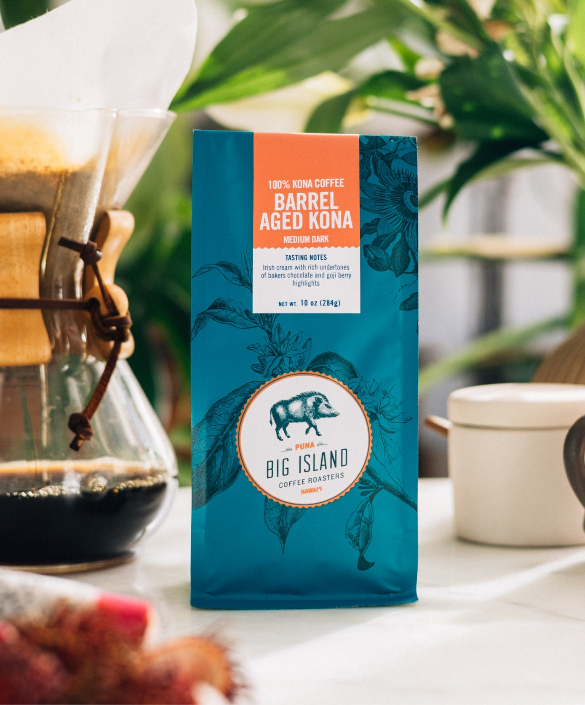 barrel aged kona coffee whole bean dark roast